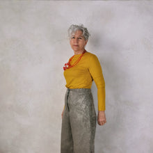 Carica l'immagine nel visualizzatore di Gallery, Pantalone con bottoni in cotone damascato- Pezzo Unico
