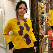 Carica l'immagine nel visualizzatore di Gallery, Collana in pelle con forme quadrate