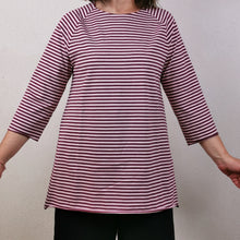 Carica l'immagine nel visualizzatore di Gallery, Maglietta lunga e svasata in jersey di cotone a righe