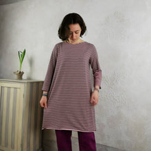 Carica l'immagine nel visualizzatore di Gallery, Abito/Maglia svasata in jersey di cotone a righe
