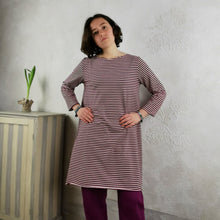 Carica l'immagine nel visualizzatore di Gallery, Abito/Maglia svasata in jersey di cotone a righe