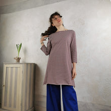 Carica l'immagine nel visualizzatore di Gallery, Abito/Maglia svasata in jersey di cotone a righe