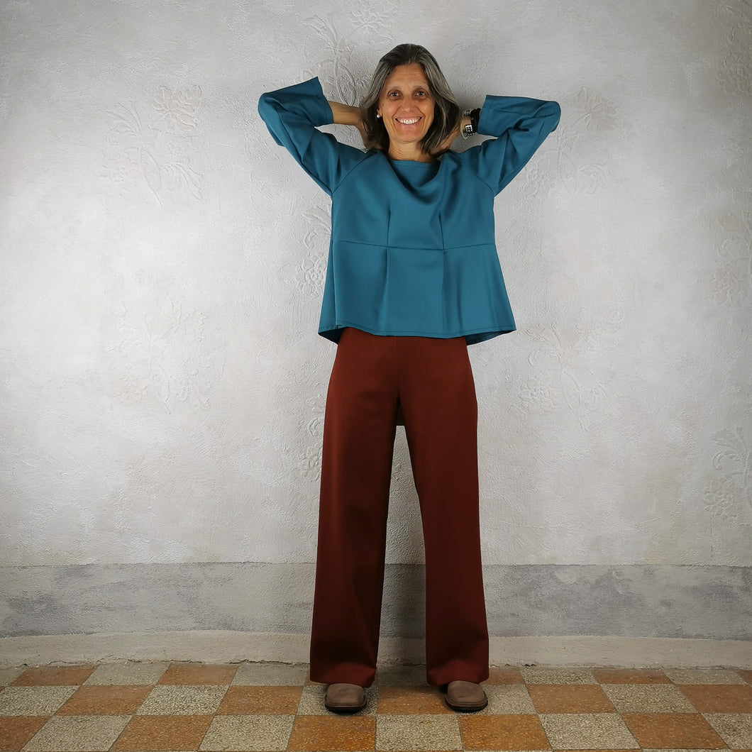 pantalone dritto lana ruggine -pezzo unico