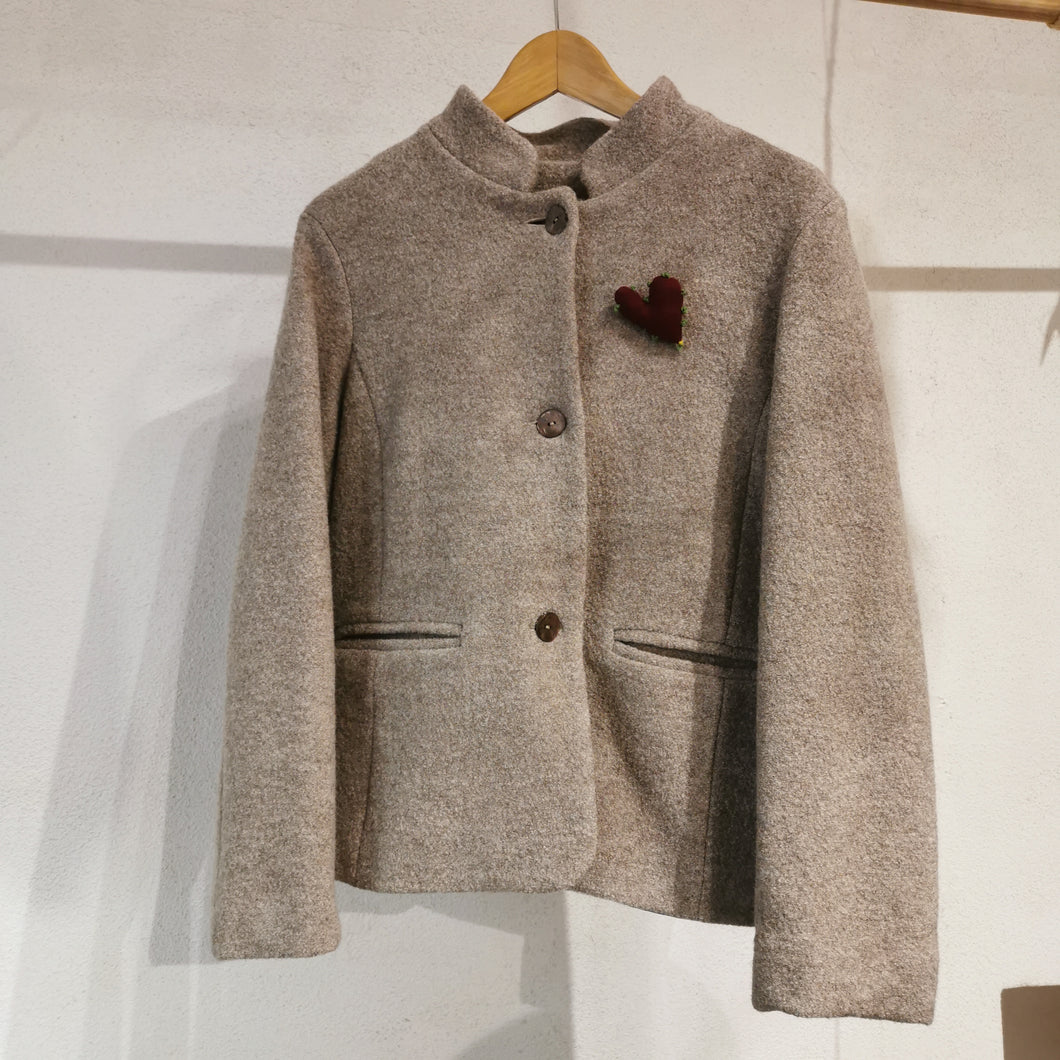 Giacca collo coreana lana sabbia - Pezzo Unico