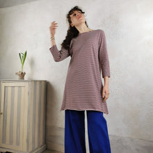 Carica l'immagine nel visualizzatore di Gallery, Abito/Maglia svasata in jersey di cotone a righe
